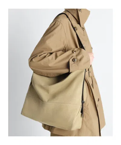 Lemaire Belted Tote Bag In Cotton Canvas In Green