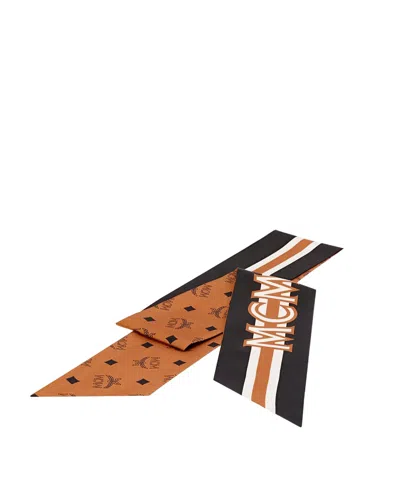 Mcm Rectangular Striped Scarf For Refined Occasions In Brown