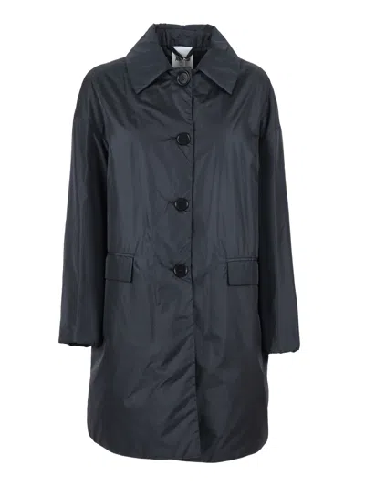 Aspesi Long Coat With Classic Collar In Blue
