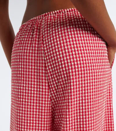 Montce Gingham Wide-leg Pants In Red