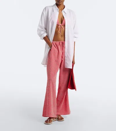 Montce Gingham Wide-leg Pants In Red