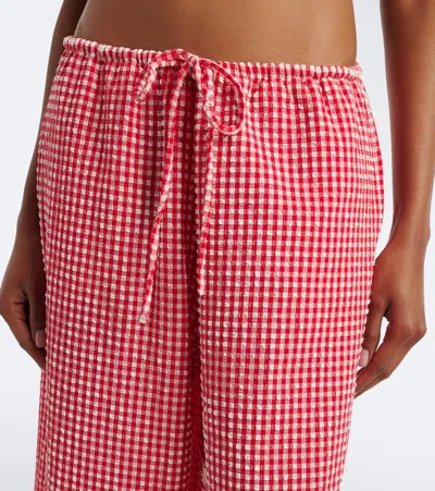 Montce Gingham Wide-leg Pants In Red