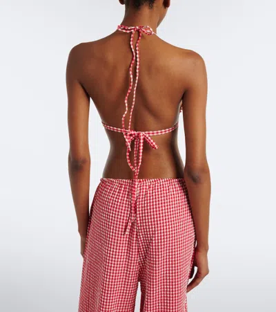 Montce Emma Gingham Bikini Top In Red
