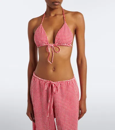 Montce Emma Gingham Bikini Top In Red
