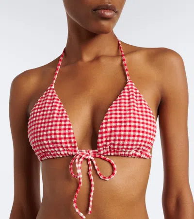 Montce Emma Gingham Bikini Top In Red