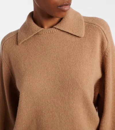 Khaite Womens Camel Jackson Collared Wool And Cashmere-blend Jumper In Black