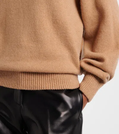 Khaite Womens Camel Jackson Collared Wool And Cashmere-blend Jumper In Black