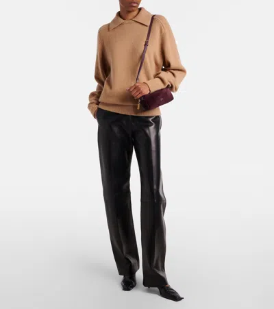 Khaite Womens Camel Jackson Collared Wool And Cashmere-blend Jumper In Black