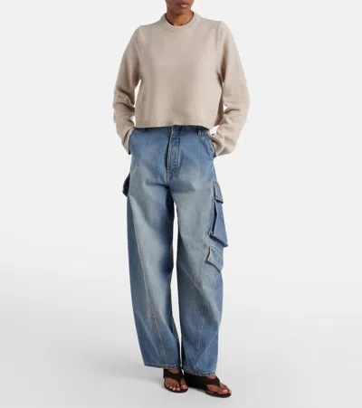 Alaïa Cashmere And Wool Turtleneck Pullover In Neutral