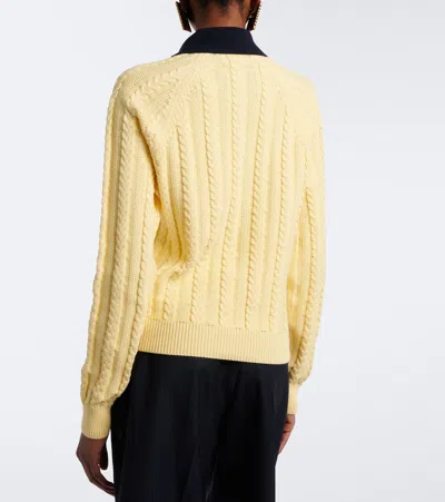 Versace Cable-knit Contrasting-collar Sweater In Yellow