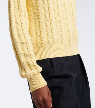 Versace Cable-knit Contrasting-collar Sweater In Yellow