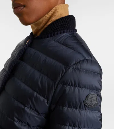 Moncler Circaete Braided Trim Short Down Jacket In Blue