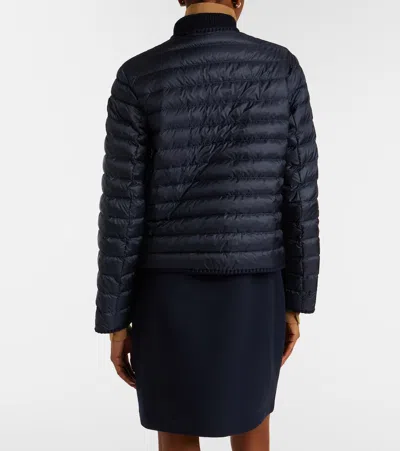 Moncler Circaete Braided Trim Short Down Jacket In Blue