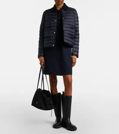 Moncler Circaete Braided Trim Short Down Jacket In Blue