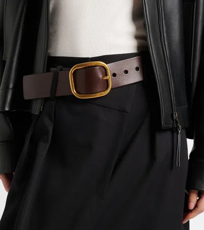 Loewe Rounded Leather Belt In Brown