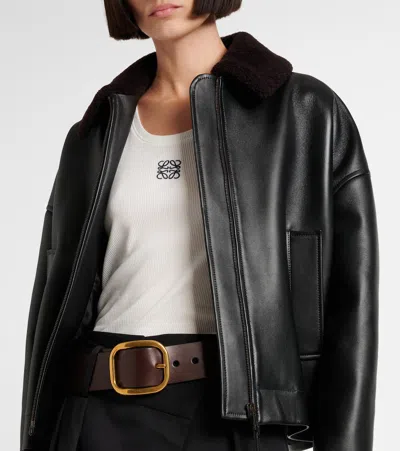 Loewe Rounded Leather Belt In Brown