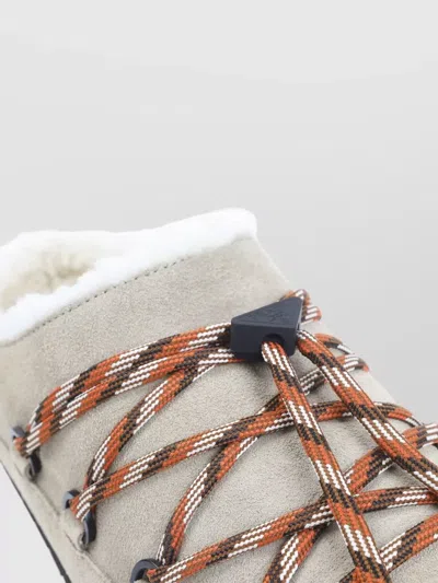 Prada Shearling Lined Mules Rubber Sole Triangle In Gray