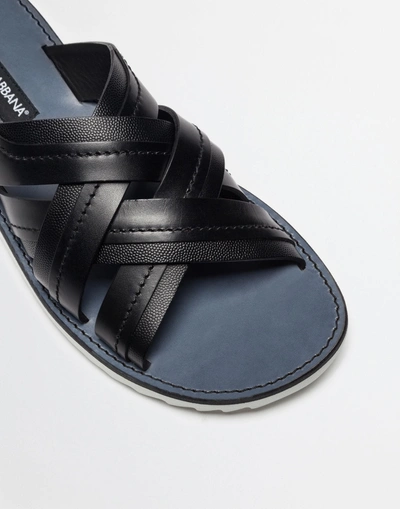 Shop Dolce & Gabbana Leather Sandals In Black