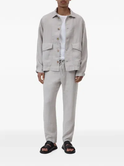 Closed Button-fastening Flap-pocket Jacket In Gray
