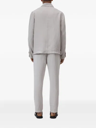 Closed Button-fastening Flap-pocket Jacket In Gray