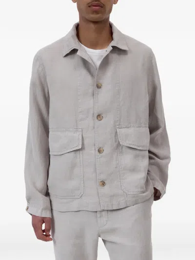 Closed Button-fastening Flap-pocket Jacket In Gray