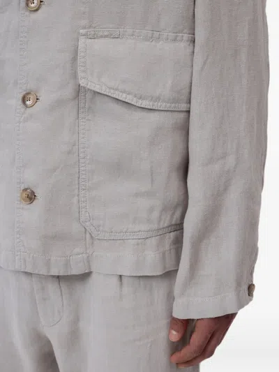 Closed Button-fastening Flap-pocket Jacket In Gray