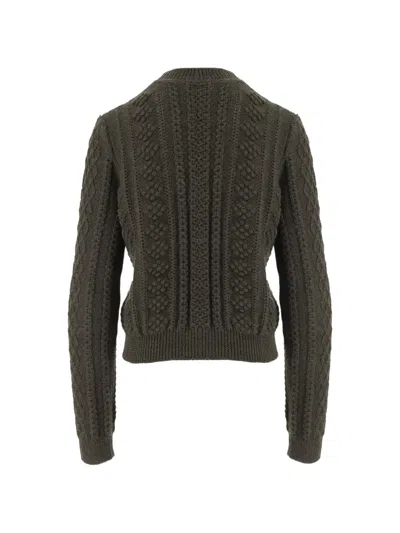 Jil Sander Geometric Pattern Sequin Embellished Wool Sweater In Green