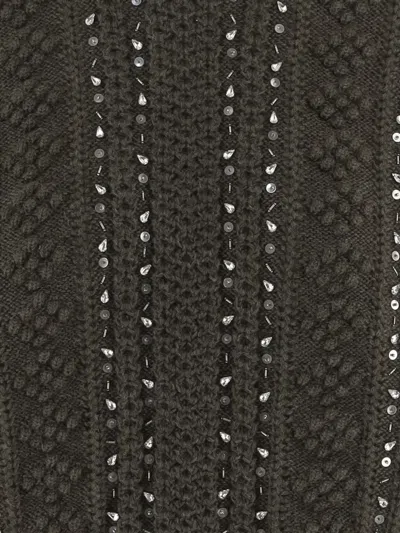Jil Sander Geometric Pattern Sequin Embellished Wool Sweater In Green