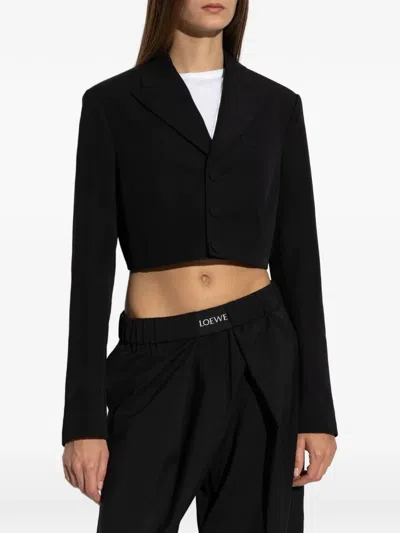 Dsquared2 Cropped Wool Jacket In Black