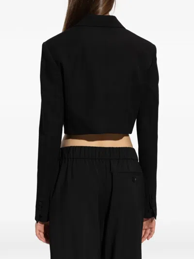Dsquared2 Cropped Wool Jacket In Black
