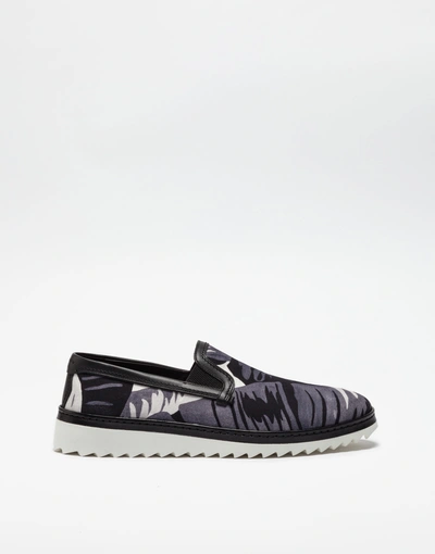 Dolce & Gabbana Printed Slip On Canvas Shoes In Banana Leaf Print