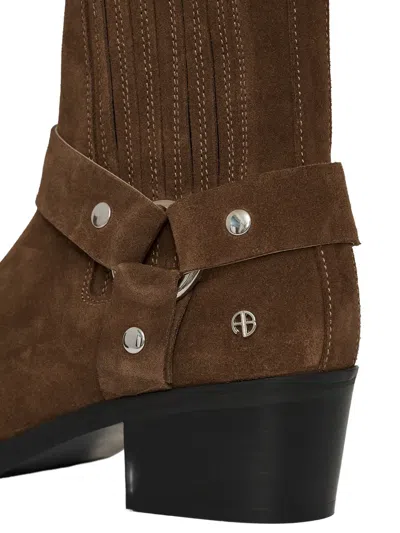 Anine Bing Tan Mid Biker Boots In Brown