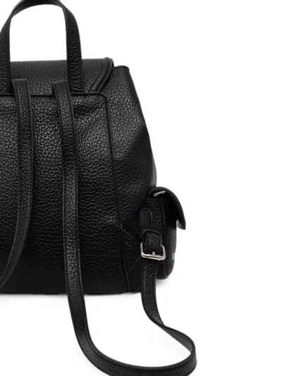 Ermanno Firenze Logo-plaque Pebbled Backpack In Black