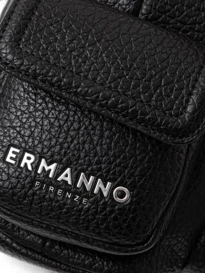 Ermanno Firenze Logo-plaque Pebbled Backpack In Black