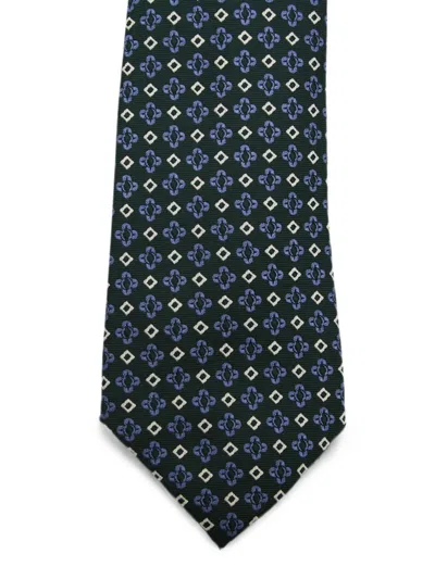 Canali Geometric-pattern Tie In Green