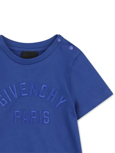 Givenchy Logo-embroidered Shoulder-button T-shirt In Blue