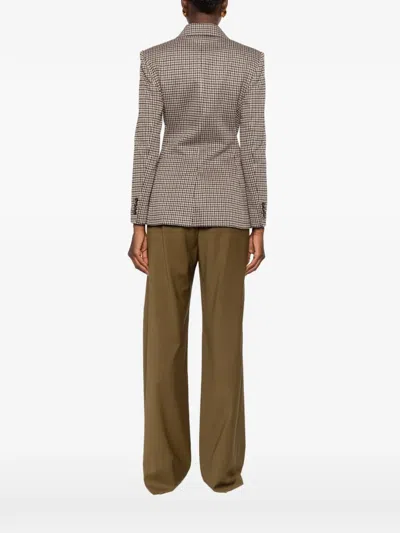 Max Mara Tailored Houndstooth Jacket Structured Shoulders In Brown