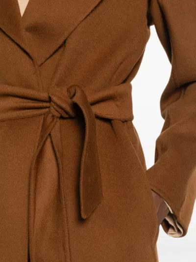 Max Mara Belted Notch-lapel Coat In Brown