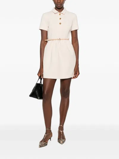 Max Mara Belted Button-front Mini Dress In Neutral