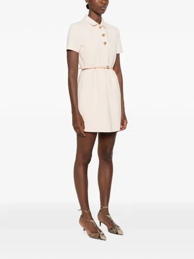 Max Mara Belted Button-front Mini Dress In Neutral
