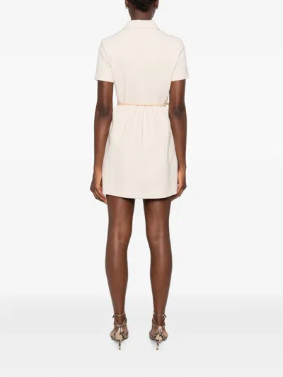 Max Mara Belted Button-front Mini Dress In Neutral
