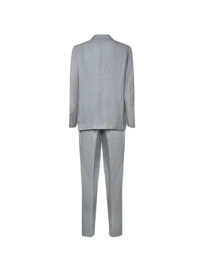 Eleventy Check-pattern Single-breasted Suit In Gray