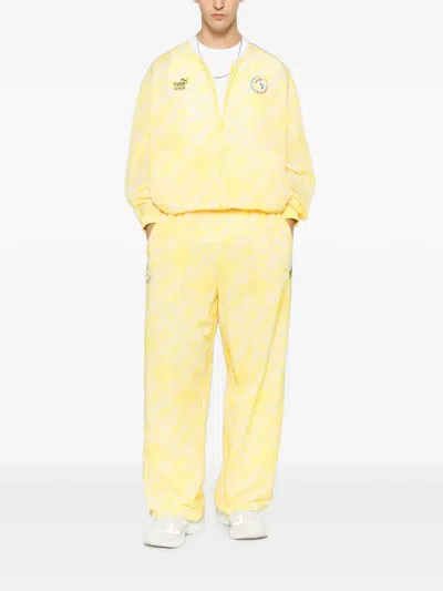 Puma All-over-pattern Zip-up Jacket In Yellow