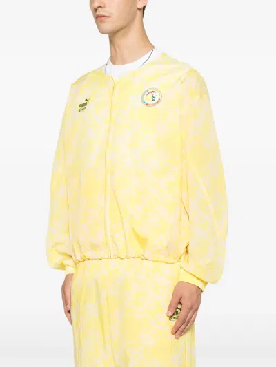 Puma All-over-pattern Zip-up Jacket In Yellow
