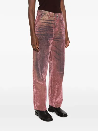 Haikure Washed-effect Hammer-loop Jeans In Pink