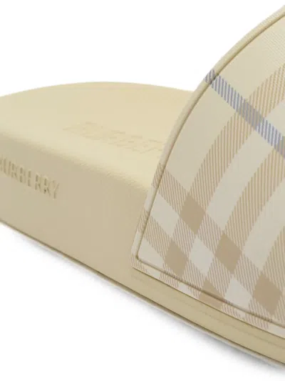 Burberry Check-pattern Slides In Neutral
