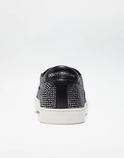 Shop Dolce & Gabbana London Slip On Sneakers With Crystals In Black