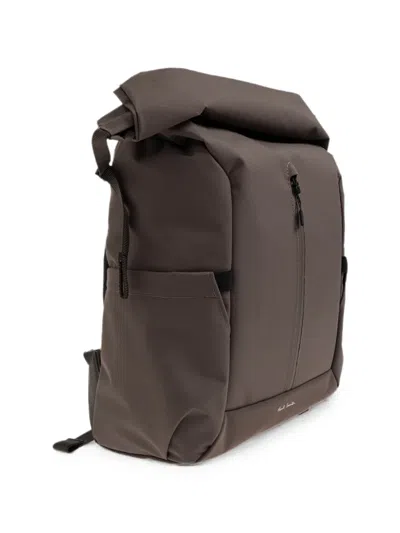 Paul Smith Roll-top Logo-print Backpack In Brown