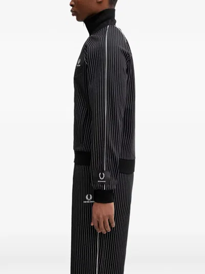 Fred Perry Pinstripe-pattern Track Jacket In Black