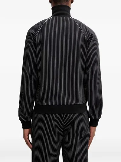 Fred Perry Pinstripe-pattern Track Jacket In Black